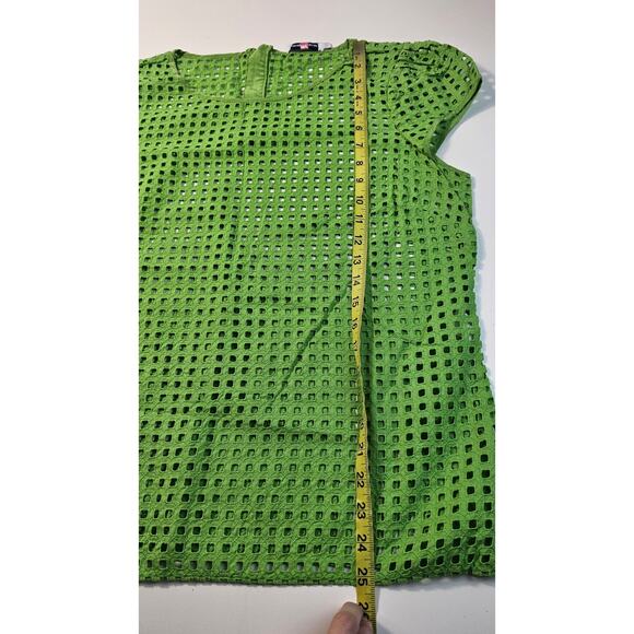 Vineyard Vines sz 14 lime green see through net layering top whale zipper NWOT - Picture 7 of 8